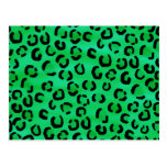 Emerald Color Leopard Print Pattern. postcards