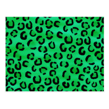 Emerald Color Leopard Print Pattern. Postcards