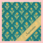 Emerald Green Damask -  Birthday Invitation invitations