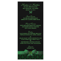 Emerald Green Damask Wedding Menu 4x9 Rack Card Design