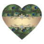 Emerald Green Gold Peacock Heart Envelope Seals