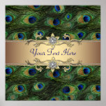Emerald Green Gold Peacock Party Event Poster