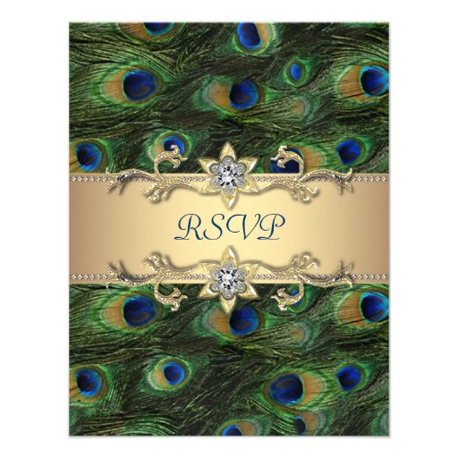 Emerald Green Gold Royal Indian Peacock Wedding Announcement