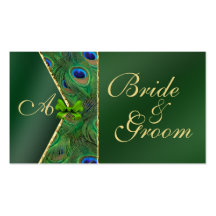Emerald Green Peacock Wedding Bridal Business Card