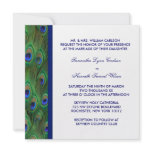 Emerald Green Royal Blue Peacock Feathers Wedding invitations