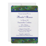 Emerald Green Royal Blue Peacock Feathers Wedding invitations