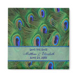 Emerald Green Royal Blue Peacock Feathers Wedding magnets
