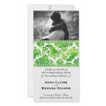 Emerald Green Vintage Damask Lace Save the Date Custom Photo Card