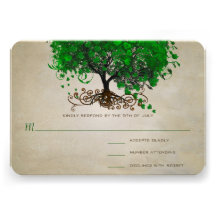 Emerald Heart Leaf Tree Wedding Invites