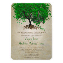 Emerald Heart Leaf Tree Wedding Invites