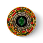 Emerald Stone in Floral Frames Pinback Button