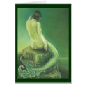 'Emerald'  Vintage Mermaid Blank Greeting Card