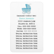 Emergency Contact Magnet: Blue Baby Carriage