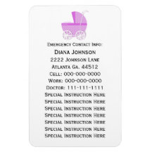 Emergency Contact Magnet: Pink Baby Carriage