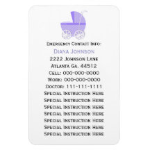 Emergency Contact Magnet: Purple Baby Carriage