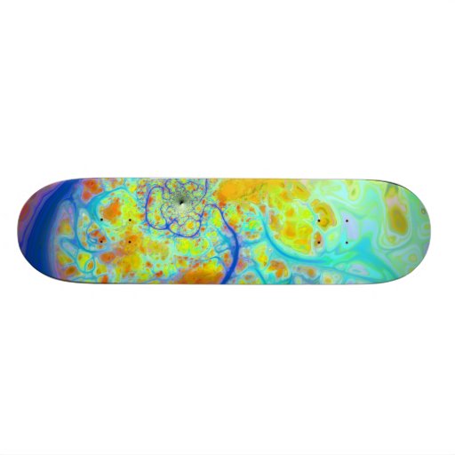 Emerging Galaxies – Teal & Lime Currents Custom Skateboard