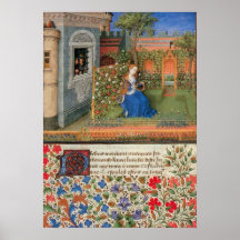 Emilia in the Rosegarden mediaeval illumination Poster