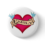 Emily - Custom Heart Tattoo T-shirts & Gifts buttons