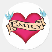 Emily - Custom Heart Tattoo T-shirts & Gifts Stickers
