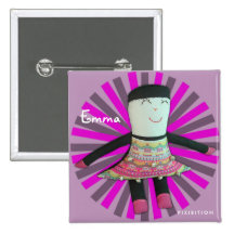 Emma Doll Vintage Add Name Square Button