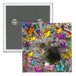 Emma in Butterflies I - Grey Tabby Kitten Button
