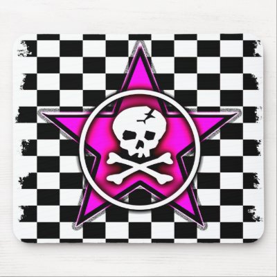 Emo Chequerboard Star & Skull Mousemat by Artamatik