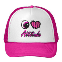 Emo Eye Heart I Love Attitude Mesh Hats