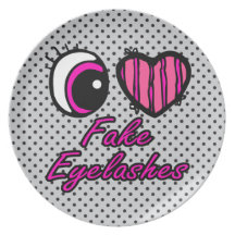 Emo Eye Heart I Love Fake Eyelashes Dinner Plate