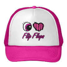 Emo Eye Heart I Love Flip Flops Hats