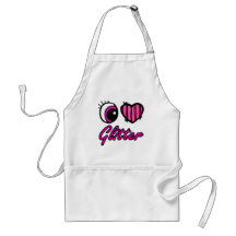 Emo Eye Heart I Love Glitter Apron