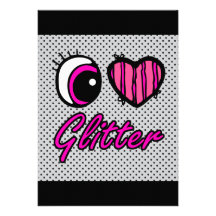 Emo Eye Heart I Love Glitter Invite