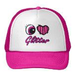 Emo Eye Heart I Love Glitter Trucker Hats