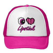 Emo Eye Heart I Love Lipstick Mesh Hats