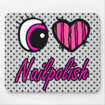 Emo Eye Heart I Love Nail polish Mousepad