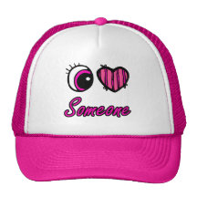 Emo Eye Heart I Love Someone Mesh Hat