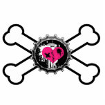 emo heart bottlecap crossbones design photo sculptures