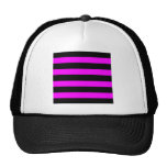 Emo Pink & Black Stripes - Alternative Grunge Rock Mesh Hat