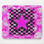 Emo Pink Graffiti Star Checkers mousepads