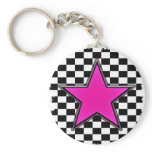 Emo Pink Star Checkers keychains