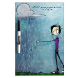 Emo style guy rain clouds blue hand-painted Custom Dry Erase Whiteboards