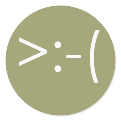Emoticon - evil round sticker by geekshirts