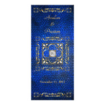 Emperor Blue Stained Glass Wedding Program Custom Rack Cards