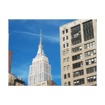 Empire State Building Blue Sky  Stretched Canvas P Gallery Wrapped Canvas