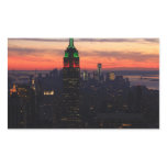 Empire State Building - Christmas Colours Sunset 0 Rectangle Stickers