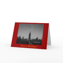 Empire State Building Lightning Strike BW - A1 Cards