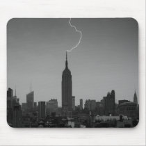 Empire State Building Lightning Strike BW - A1 Mouse Pad