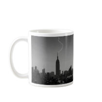 Empire State Building Lightning Strike BW - A1 Mugs