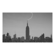 Empire State Building Lightning Strike BW - A1 Rectangle Stickers