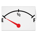 empty fuel tank indicator gauge car greeting card
