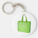 Empty green reusable grocery bag key chain